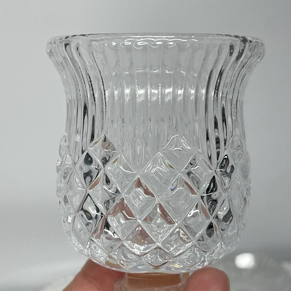 Vintage 90s PartyLite Williamsburg P7654 Votive Candle Holder Pair Lead Crystal - Picture 9 of 13